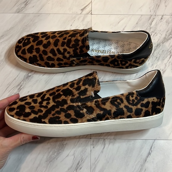 Stuart Weitzman Daryl calf hair leopard print slip on shoes size 9.5 - Picture 3 of 7